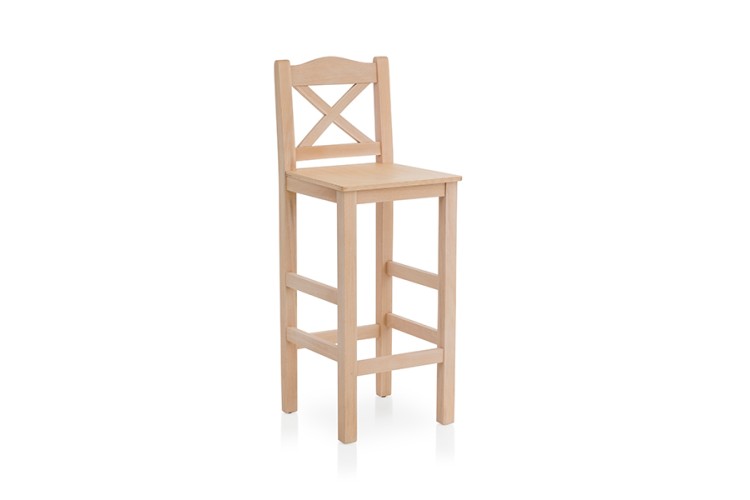 Taburete De Bar Koma De Madera De Haya - Altura 82 Cm, Acabado Barnizado - Ideal Para Cocina, Bar O Comedor